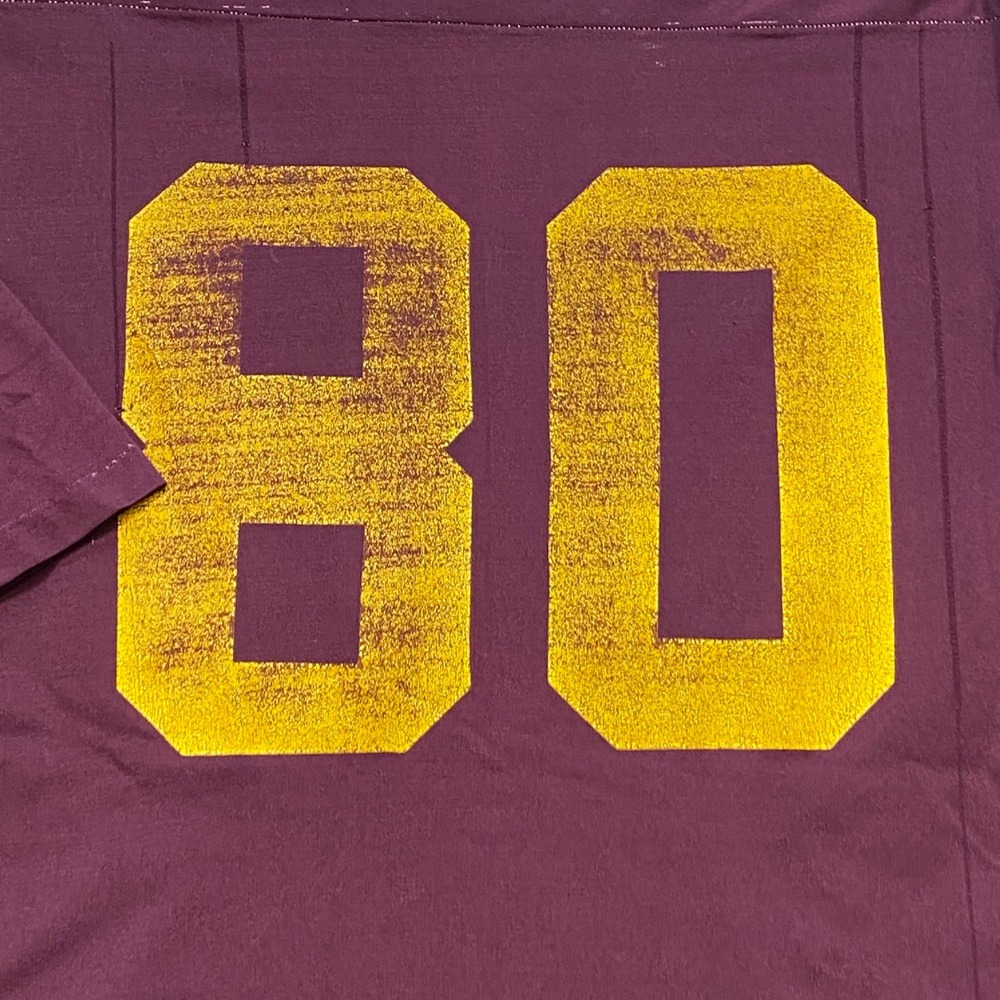 Football Jersey Sz M Mens Maroon Yellow 80 Streetwear Grunge Skater VTG TShirt - Picture 8 of 11